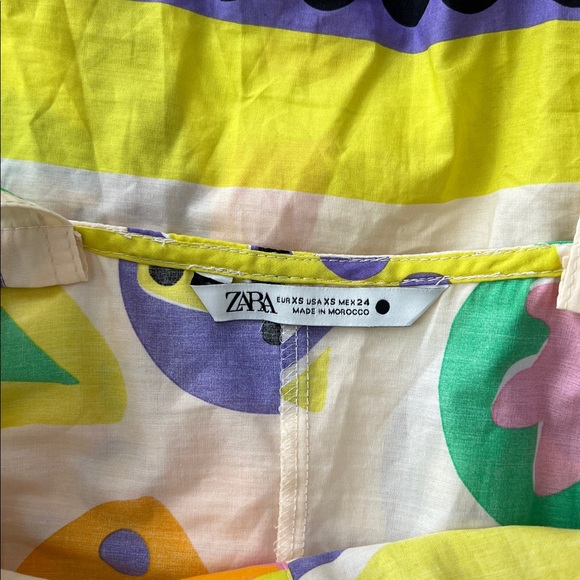 ZARA ABSTRACT COLORFUL PRINTED BUTTON DOWN MIDI DRESS XS - Picture 10 of 12